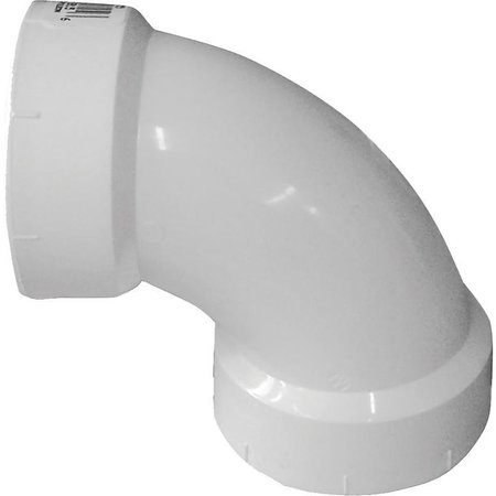 GENOVA CANPLAS Sanitary Pipe Elbow, 2 in, Hub, 90 deg Angle, PVC, White 192252L